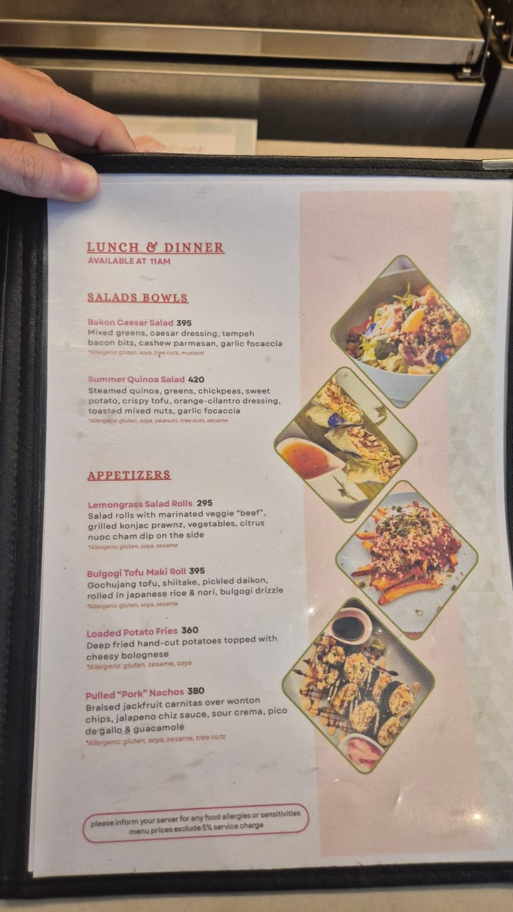 Photograph of the menu at Aubrie's