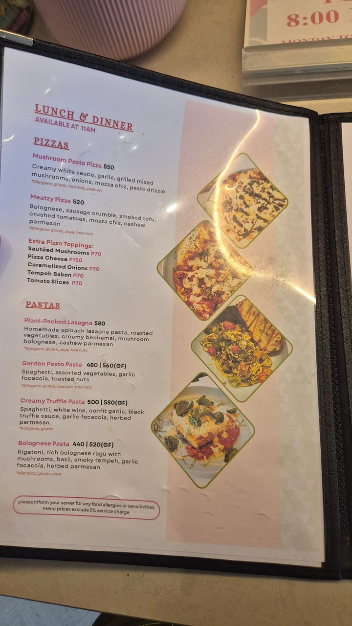 Photograph of the menu at Aubrie's