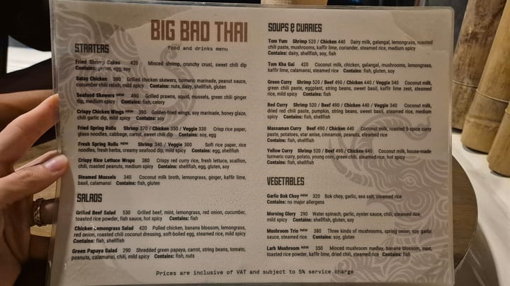 Foto der Speisekarte von Big Bad Thaï