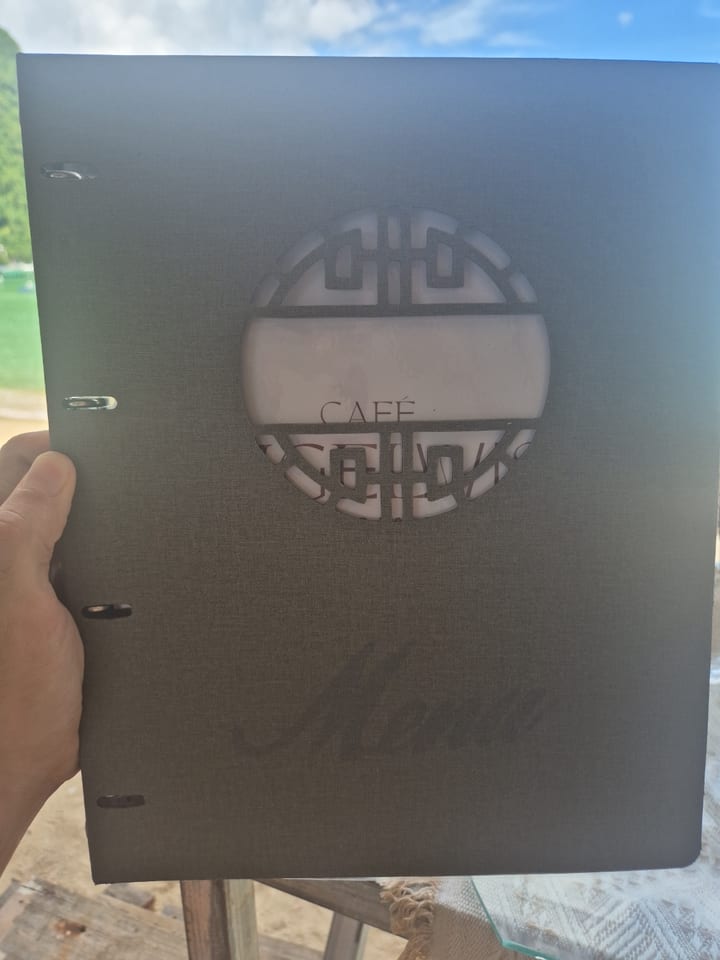Photograph of the menu at Cafe Angelwish