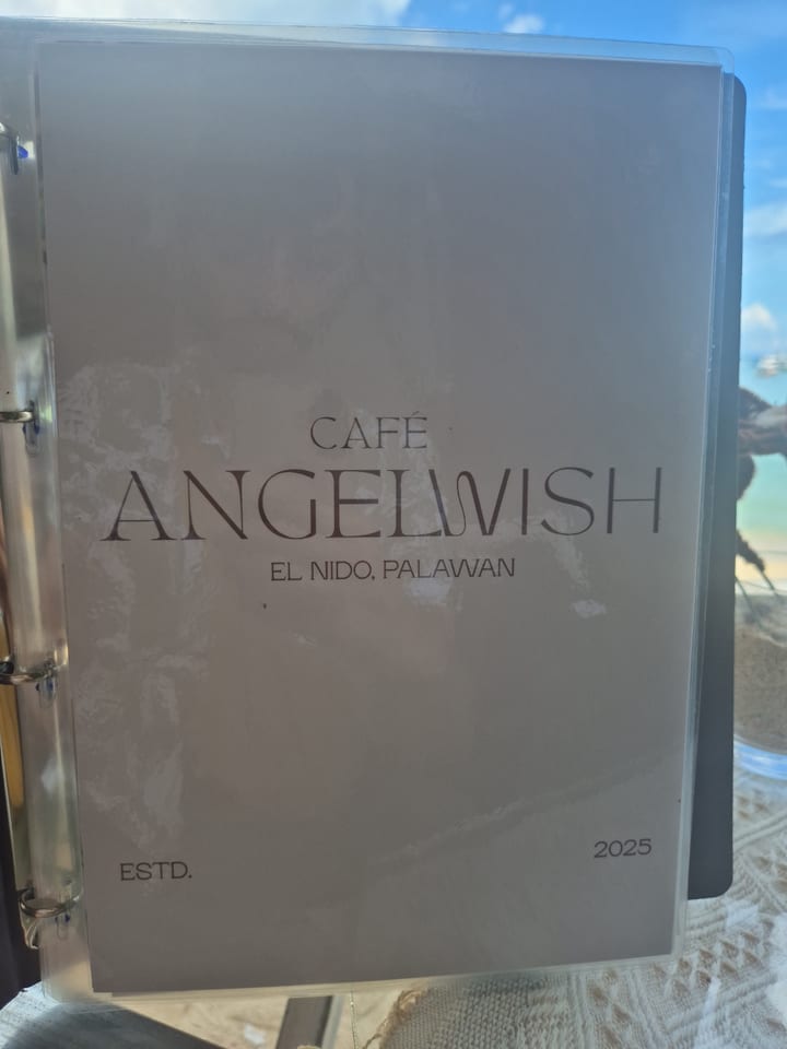 Photograph of the menu at Cafe Angelwish