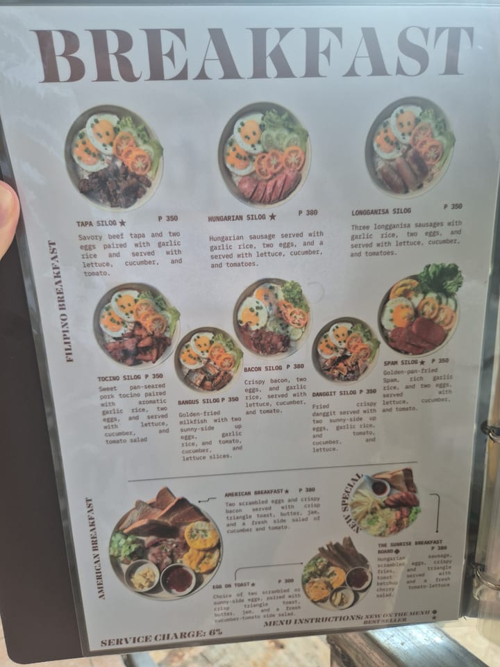 Photograph of the menu at Cafe Angelwish