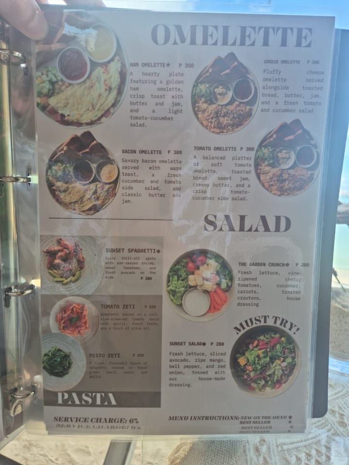 Photograph of the menu at Cafe Angelwish