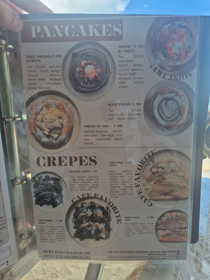 Photograph of the menu at Cafe Angelwish