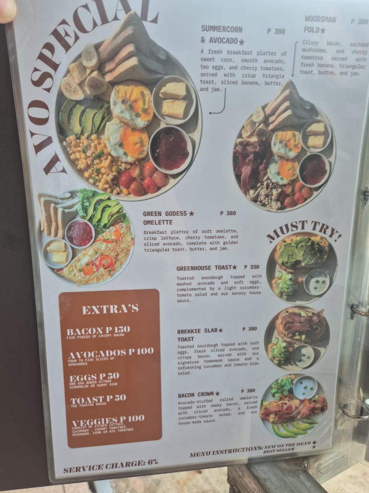 Photograph of the menu at Cafe Angelwish