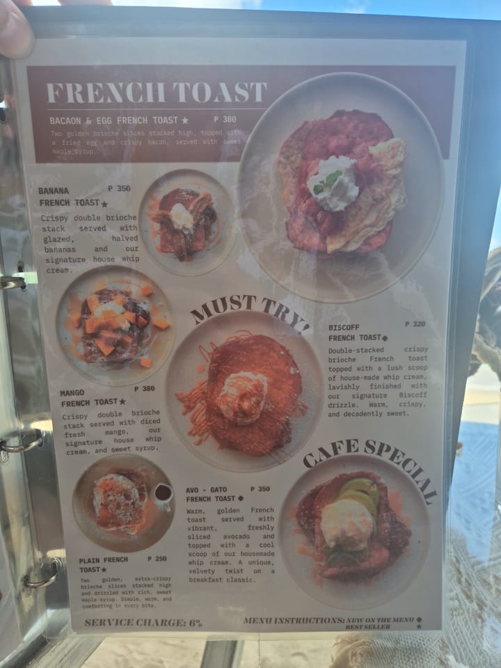 Photograph of the menu at Cafe Angelwish