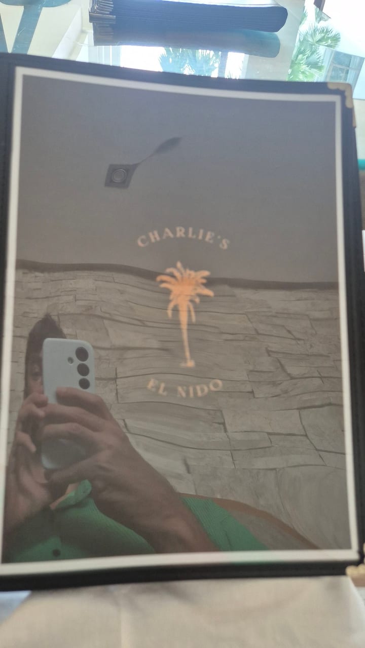 Photograph of the menu at Charlie’s