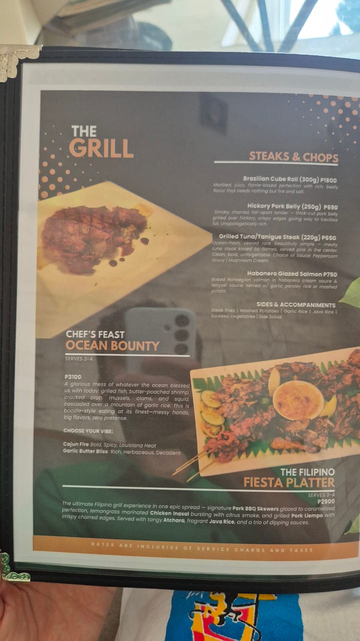 Photograph of the menu at Charlie’s