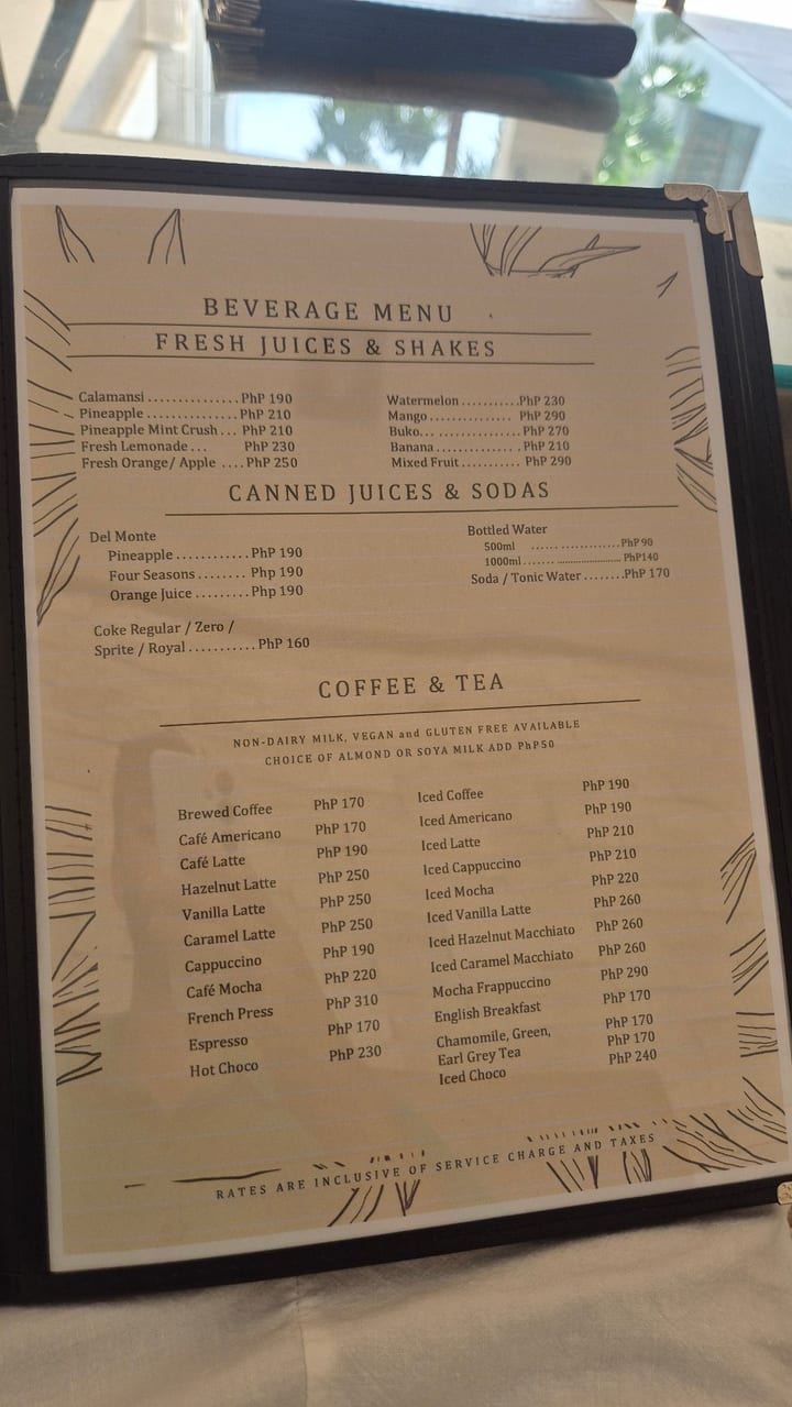 Photograph of the menu at Charlie’s