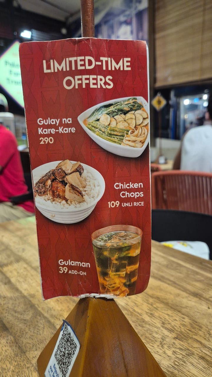 Photograph of the menu at Haim Chicken