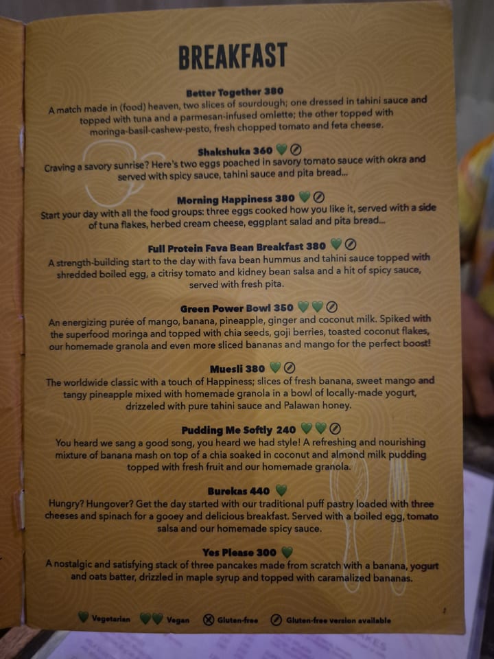 Photograph of the menu at Hapiness Restaurant