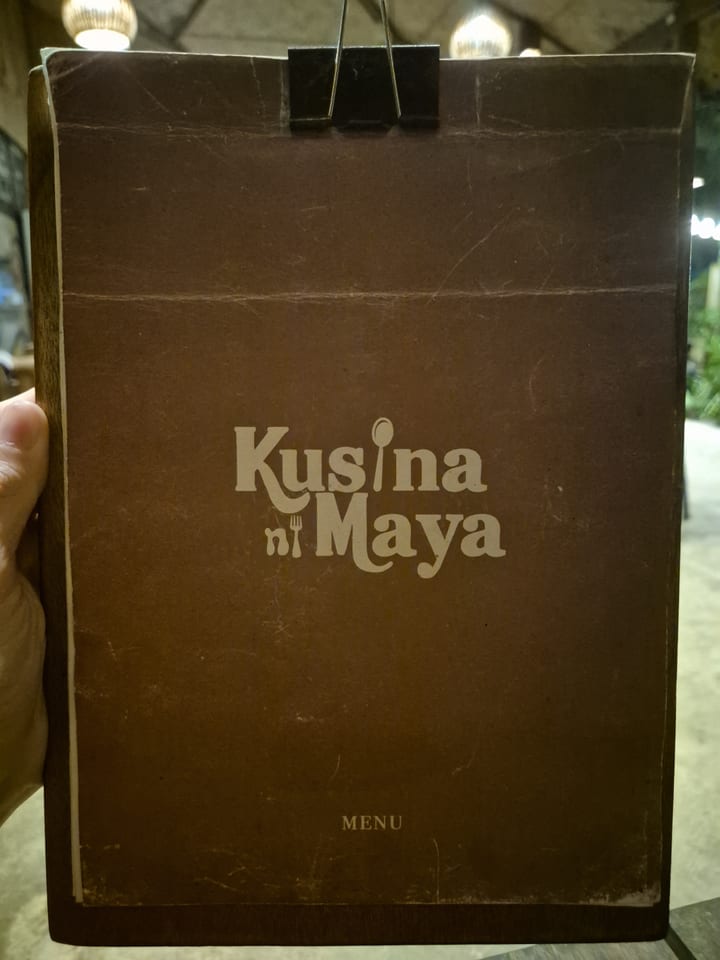 Photograph of the menu at Kusina ni Maya