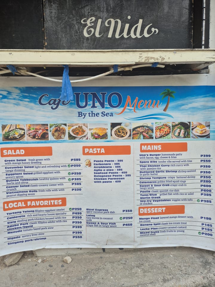 Photograph of the menu at Lángos
