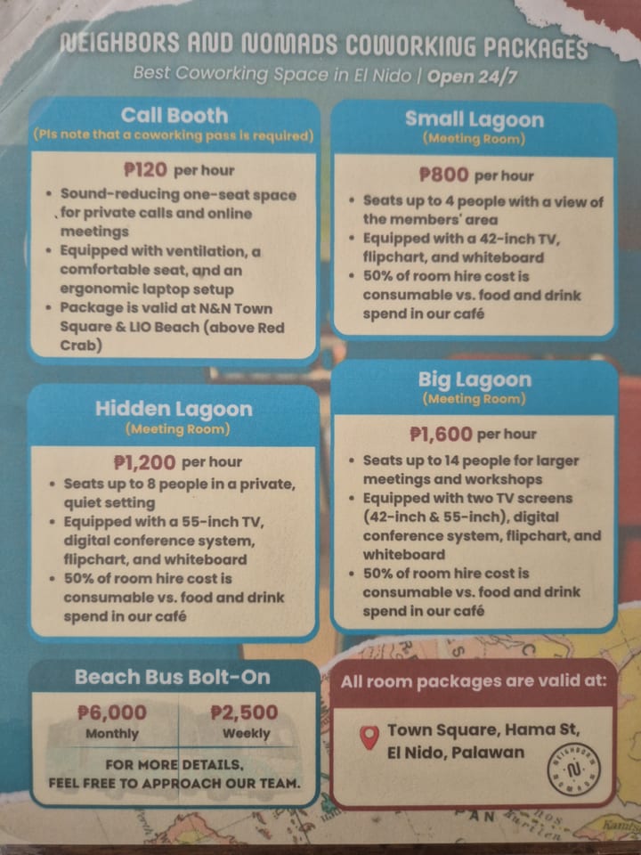 Photograph of the menu at Neighbors & Nomads