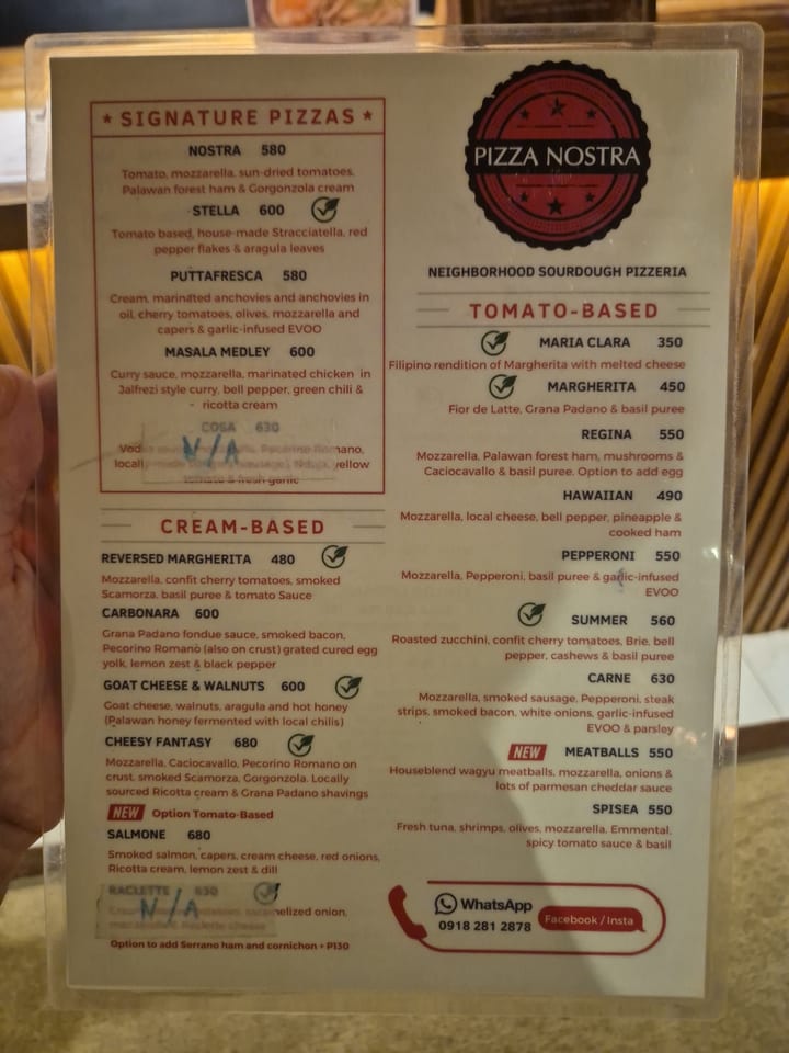 Fotografia do menu de Pizza Nostra