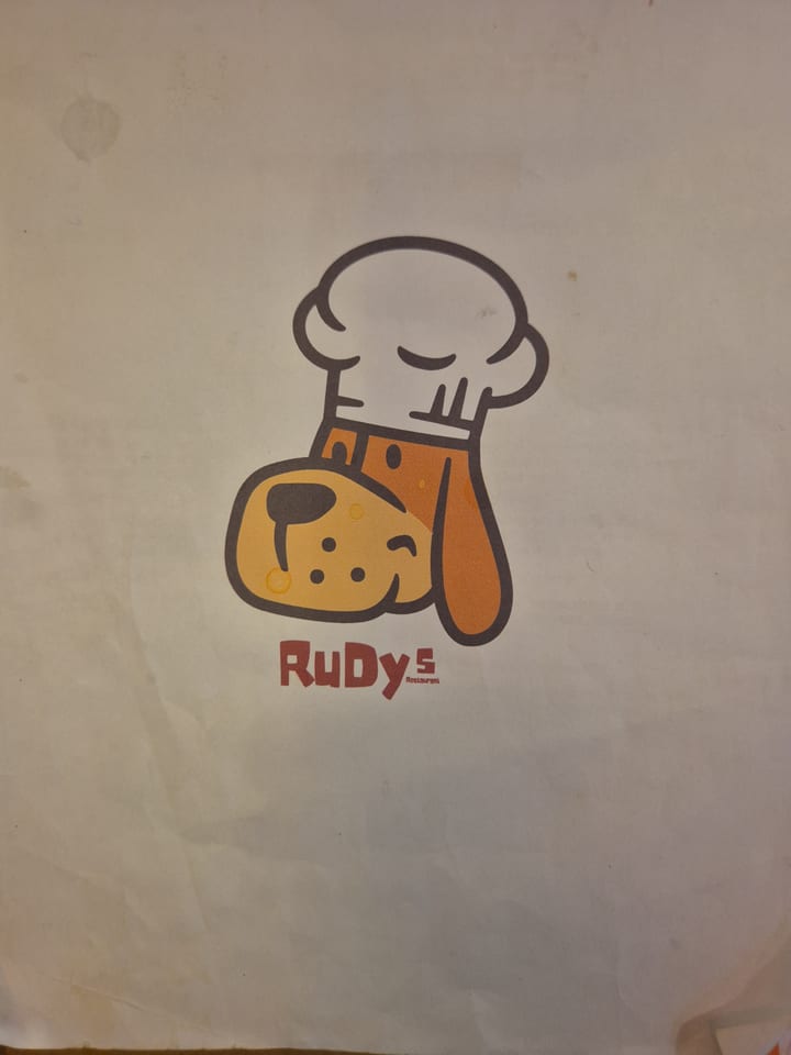 Photograph of the menu at Rudy's Restaurant