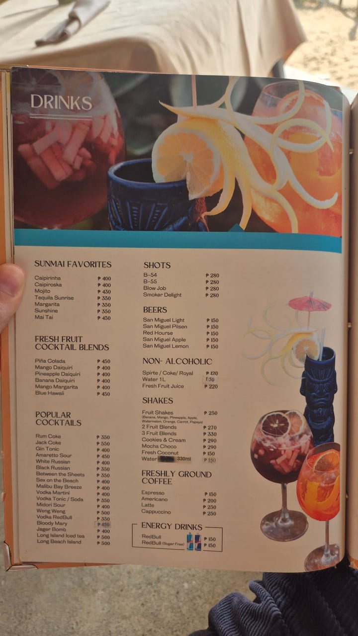 Photograph of the menu at Sunmai