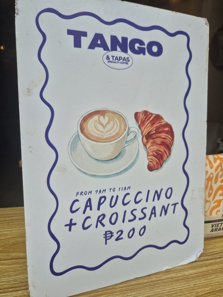 Photograph of the menu at Tapas Tango