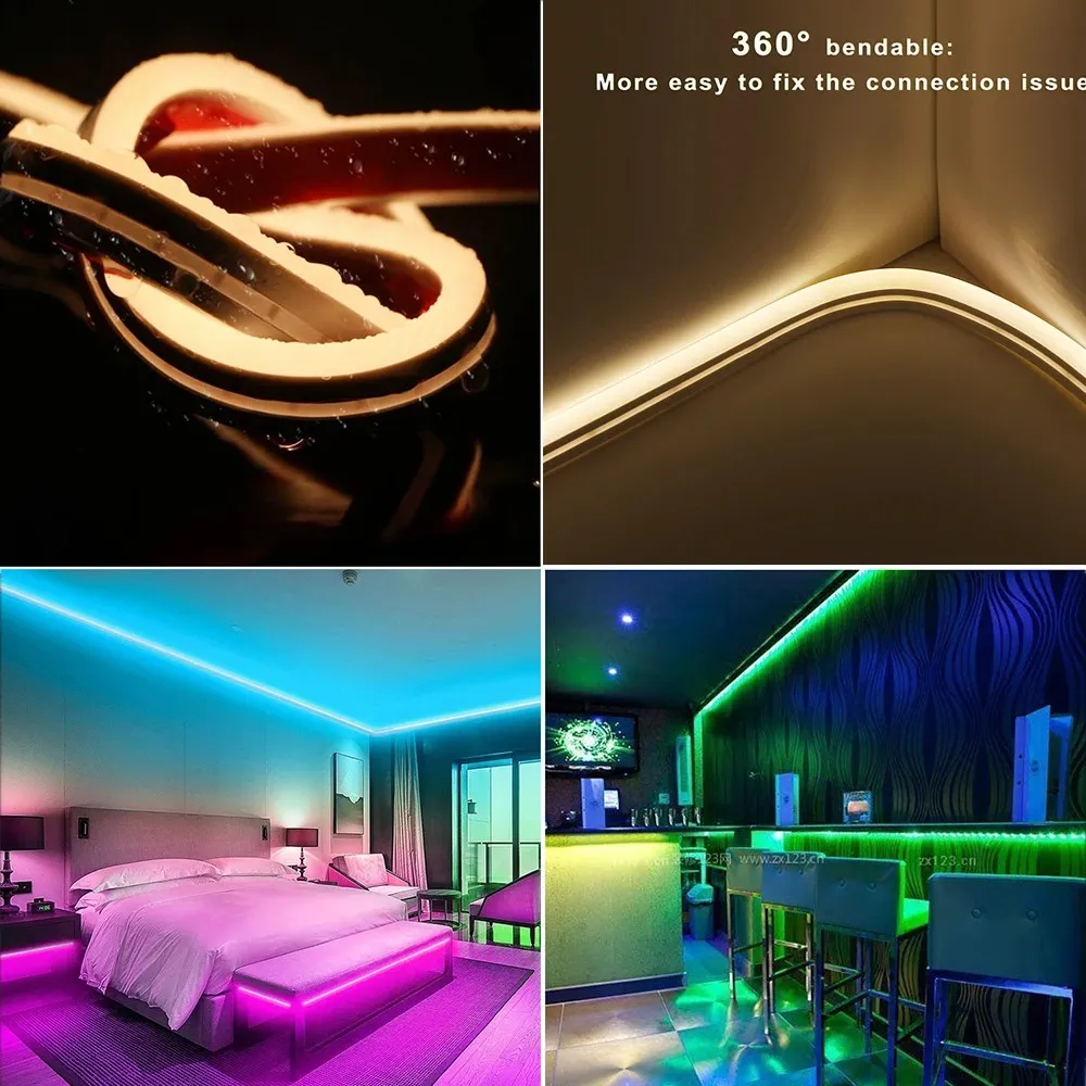 إضاءة LED نيون - شريط 5 متر متعدد الألوان RGB مع تحكم عن بعد - مثالي للمنزل والحفلات - صورة 3