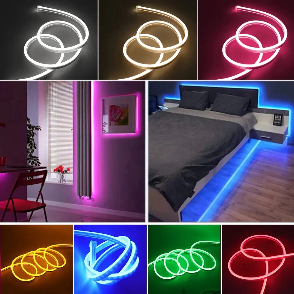 إضاءة LED نيون - شريط 5 متر متعدد الألوان RGB مع تحكم عن بعد - مثالي للمنزل والحفلات - صورة 2