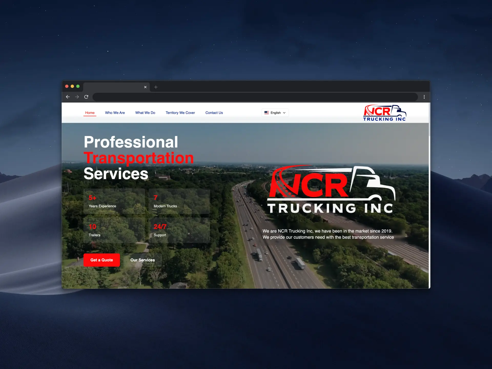 Captura de pantalla del proyecto Professional Transportation Services