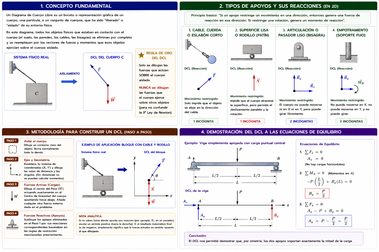 DIAGRAMAS DE CUERPO LIBRE (DCL): FUNDAMENTOS Y APLICACIONES