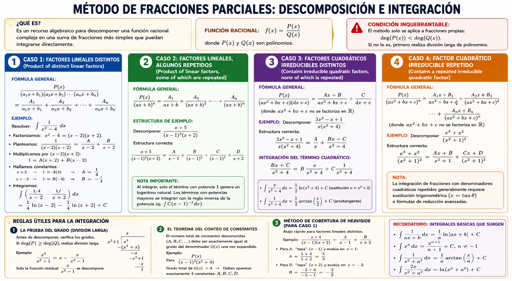 INTEGRACIÓN DE FUNCIONES RACIONALES: MÉTODO DE FRACCIONES PARCIALES