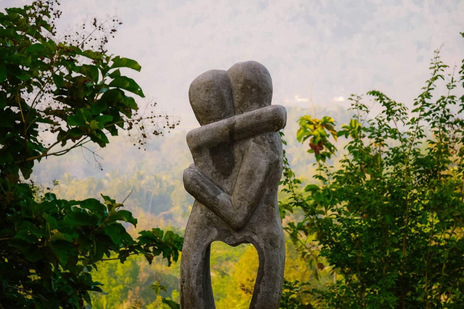 Artwork of two people hugging