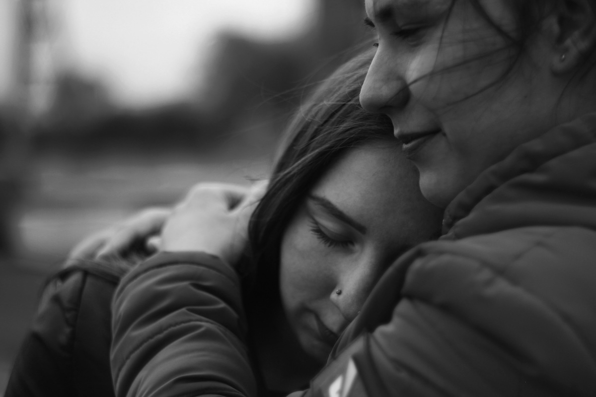 Two people embracing