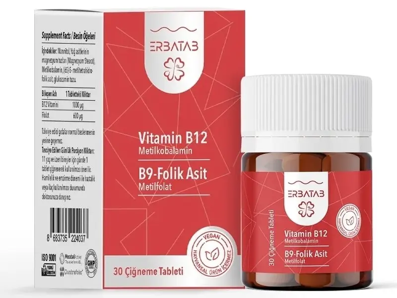 Erbatab Vitamin B12 + Folik Asit B9
