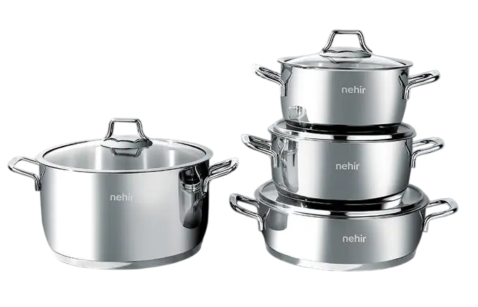 Nehir Silver Klasik 8 Parça Paslanmaz Çelik Tencere Seti