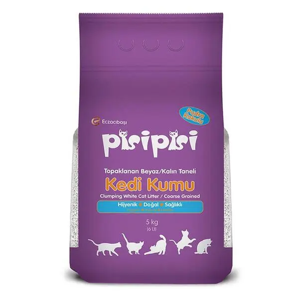 Pisi Pisi Pudra Kokulu Kalın Taneli Topaklanan Kedi Kumu
