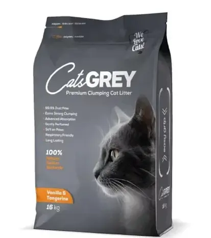Cats Grey Vanilya ve Mandalina Kokulu İnce Taneli Bentonit Kedi Kumu