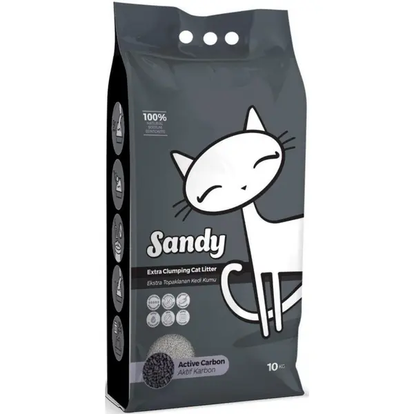 Sandy Aktif Karbonlu Tozsuz Topaklanan Sodyum Bentonit Gri Kedi Kumu