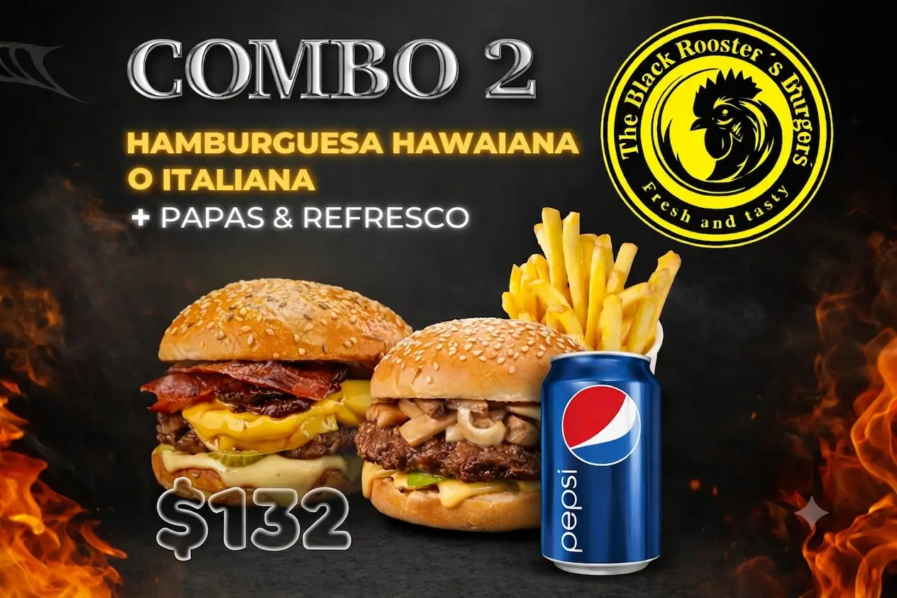 Combo 2 – Hamburguesa Hawaiana o Italiana