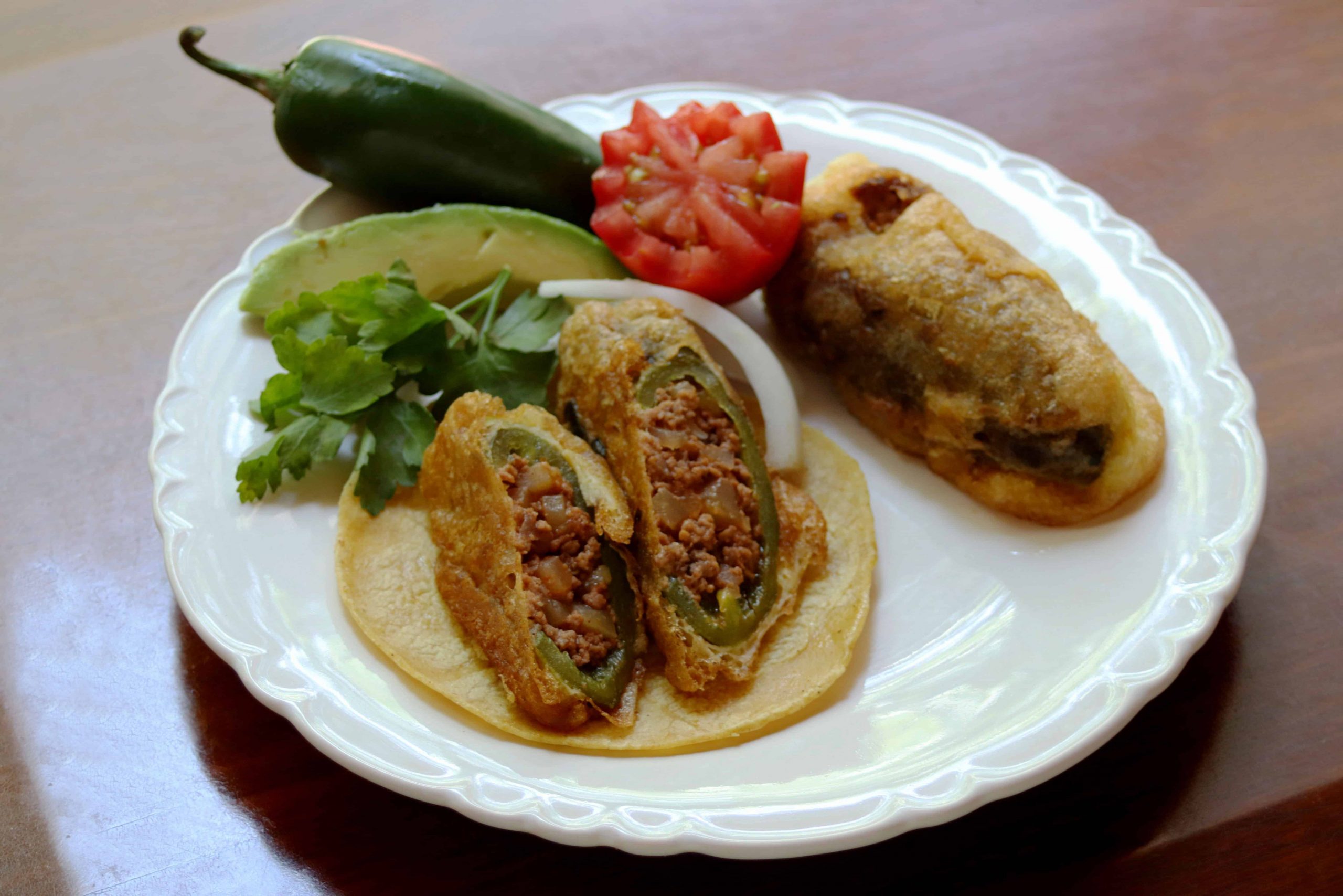 Taco de Chile Relleno de Picadillo