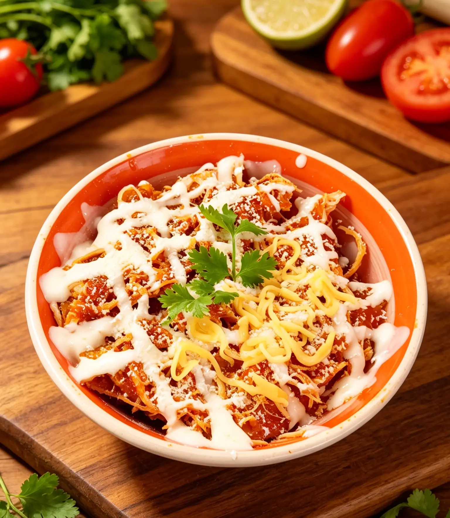 Chilaquiles de Pollo en salsa roja