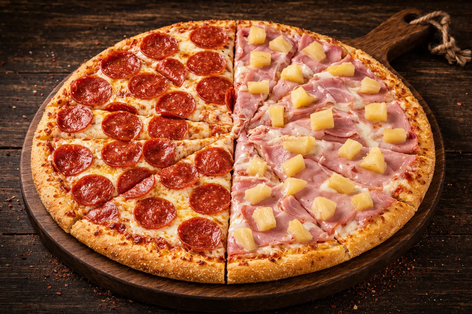 Peperoni y Hawaiana Familiar