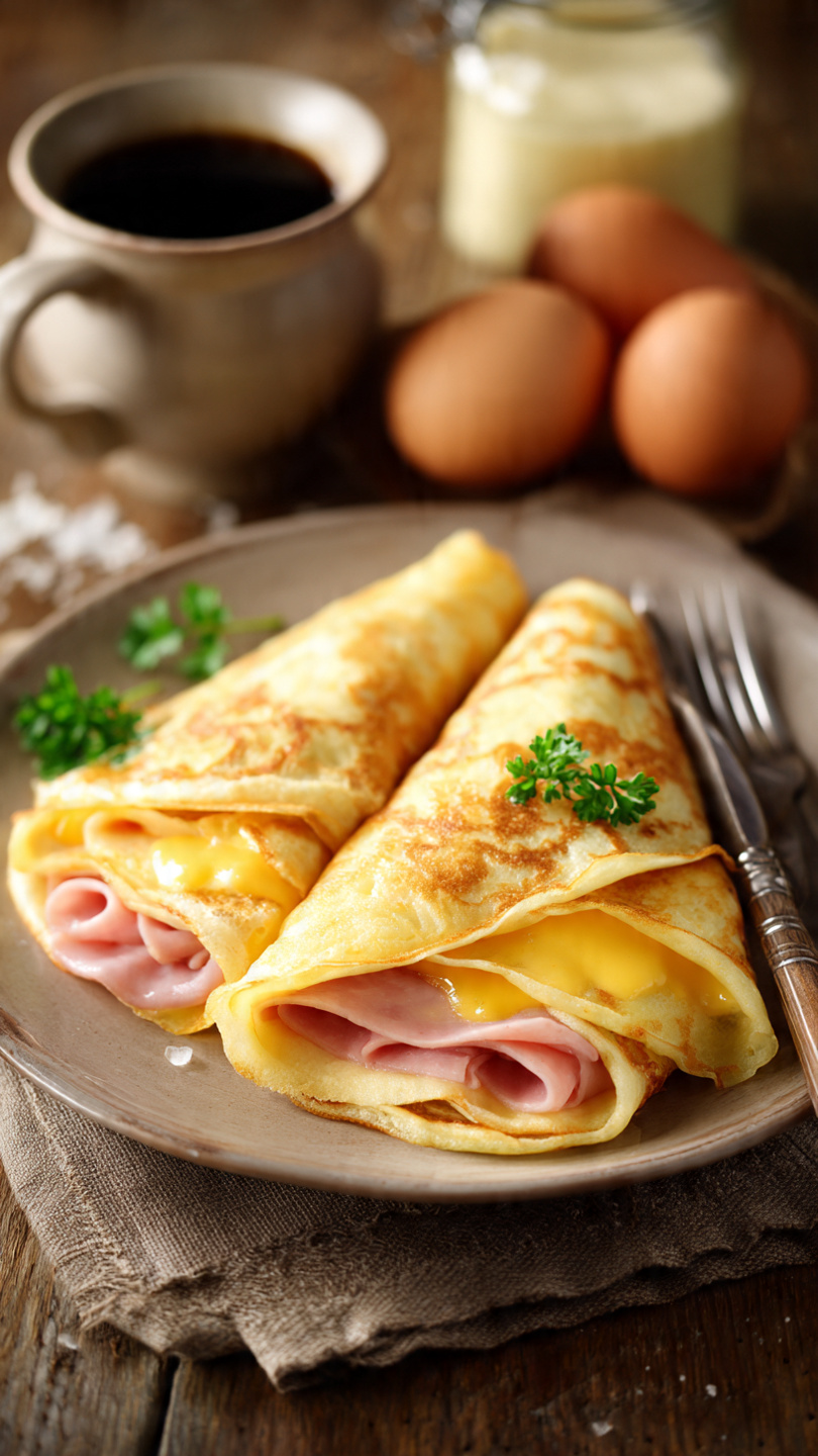 Crepas rellenas de jamón y queso 