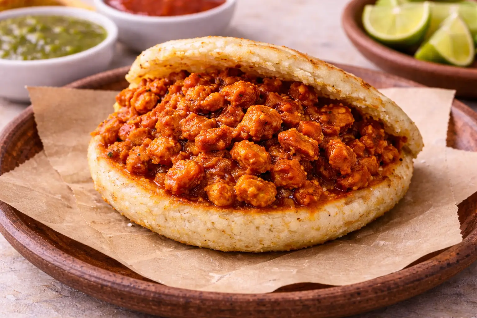 Gordita de chicharrón prensado