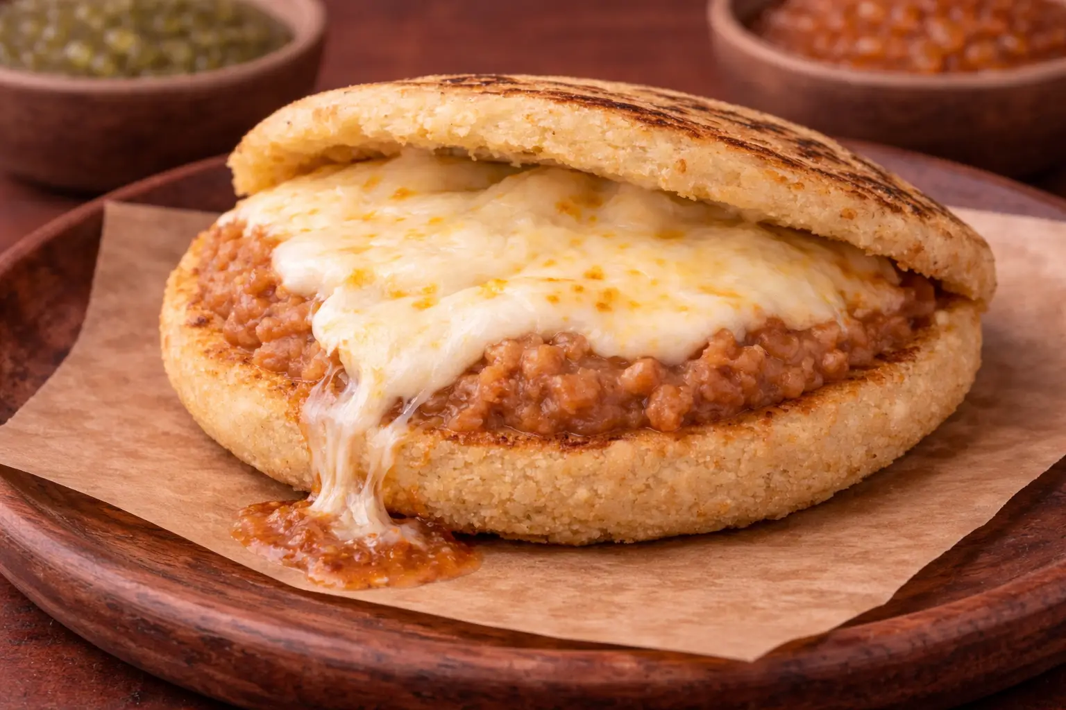 Gordita de queso con frijoles
