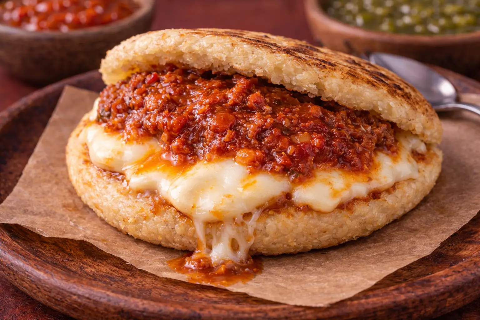 Gordita de queso con salsa