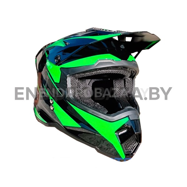 Шлем KIOSHI Holeshot 801 кроссовый (Черный/ зеленый , XXL)