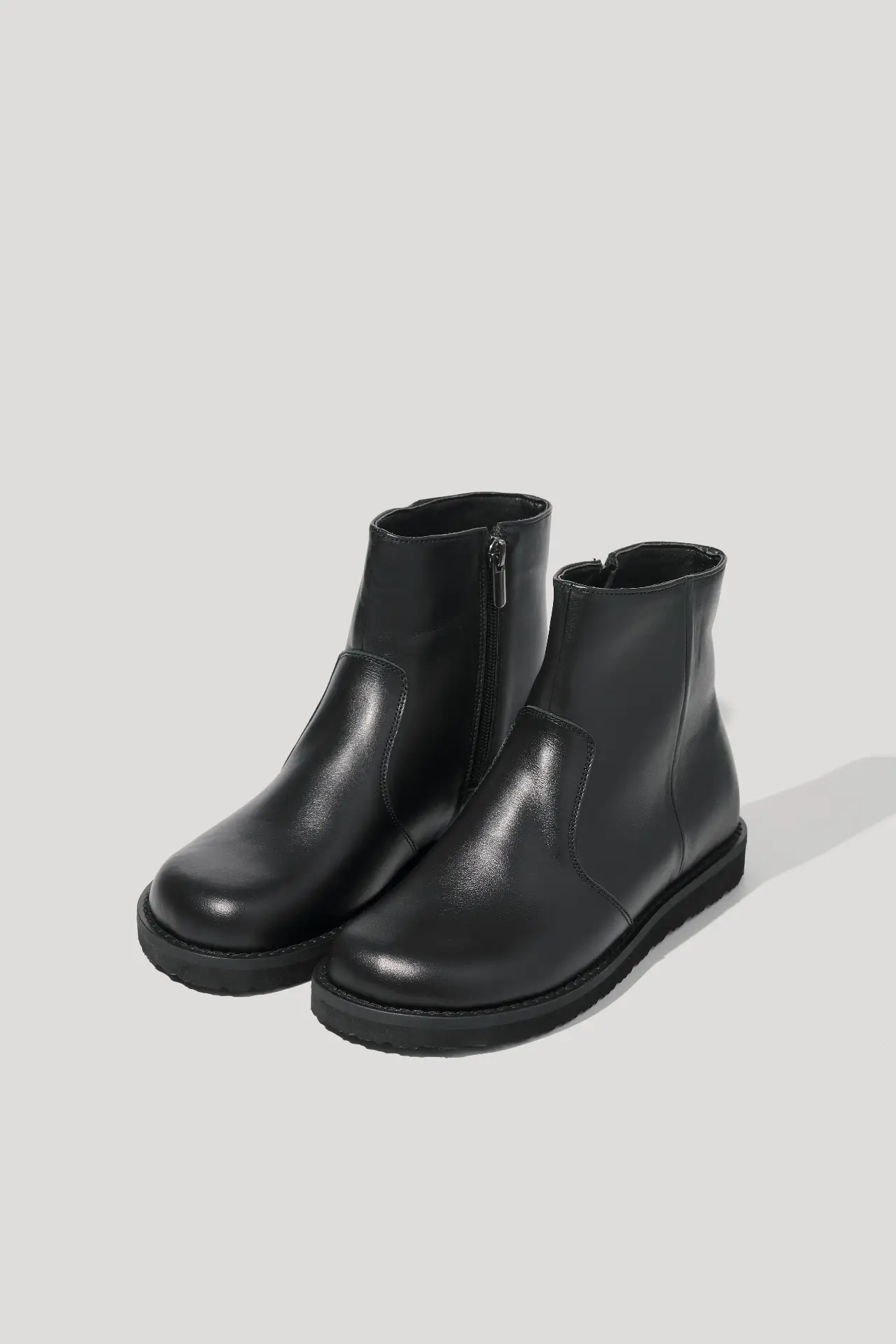 Черевики анатомічні чорні шкіряні з набивним хутром