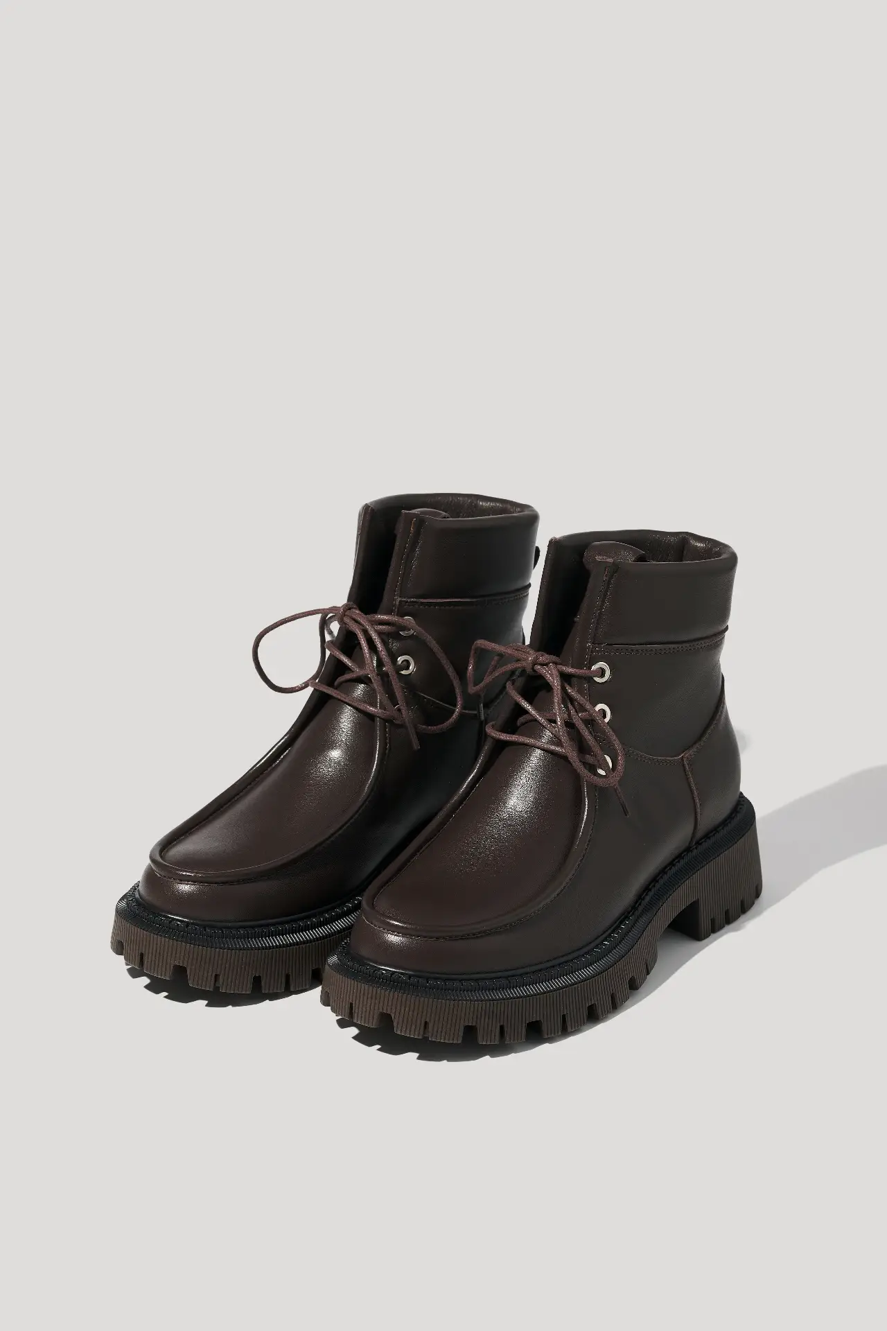 Черевики-дербі високі шоколадні шкіряні з флісом