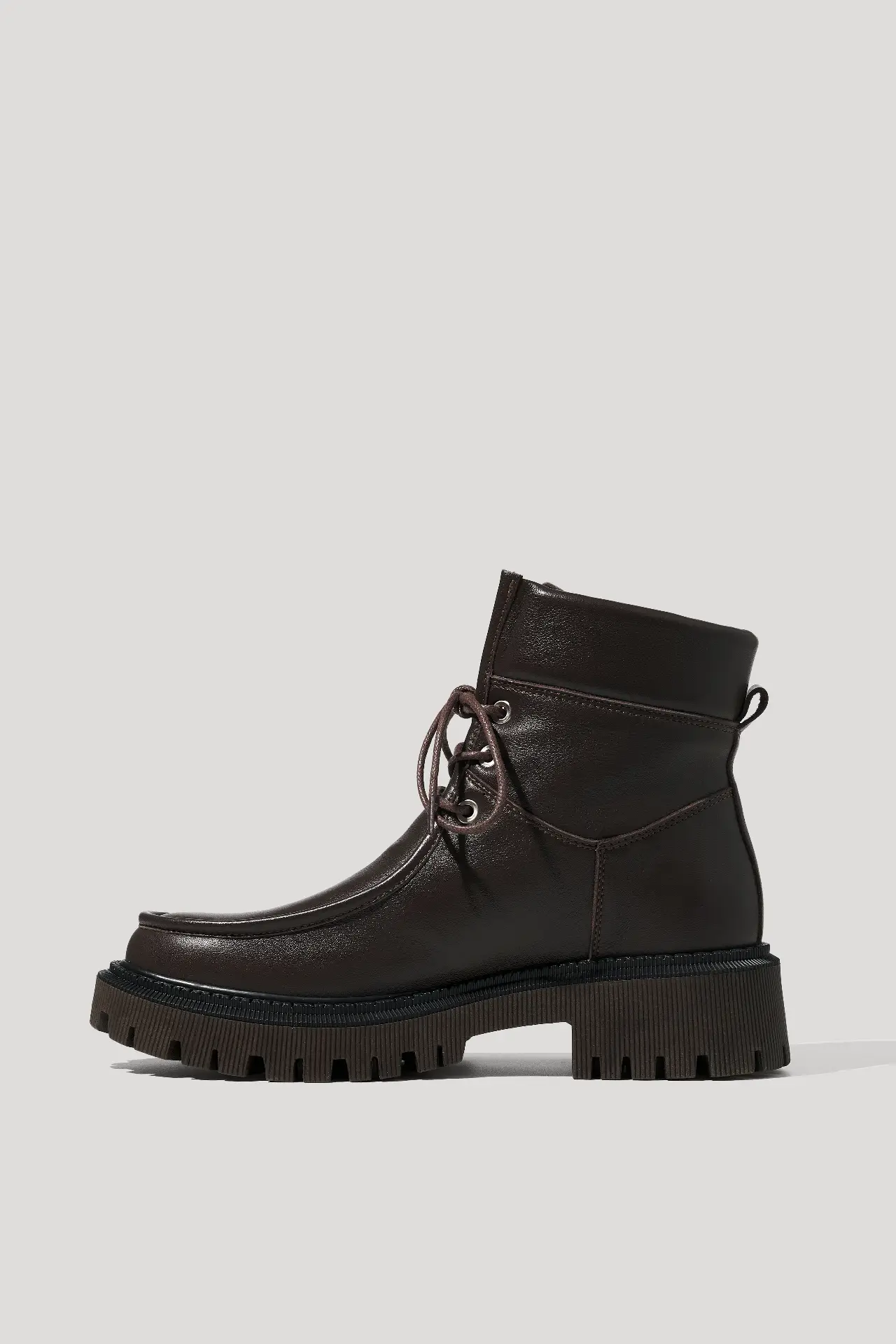 Черевики-дербі високі шоколадні шкіряні з натуральним хутром