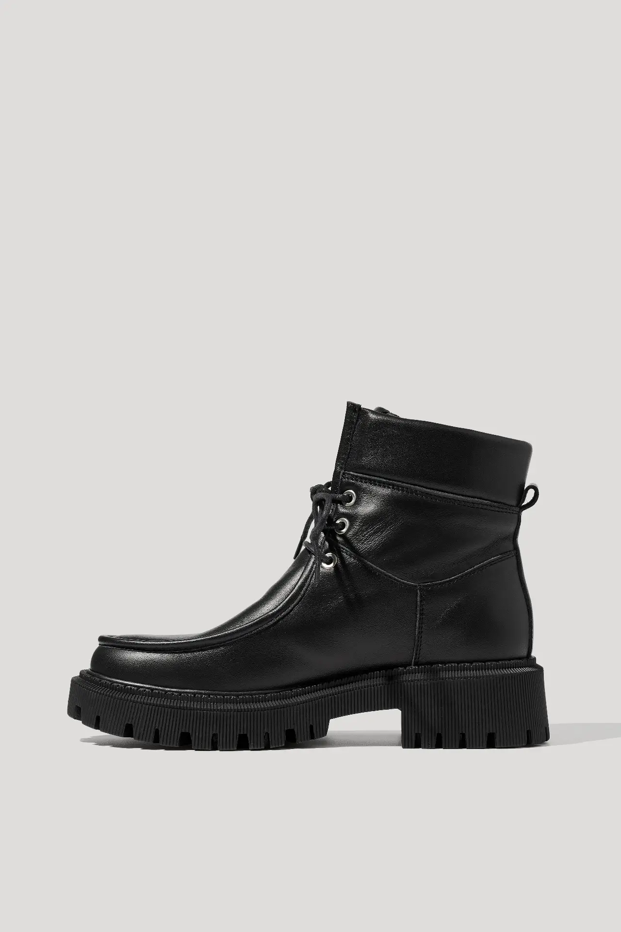 Черевики-дербі високі чорні шкіряні з набивним хутром