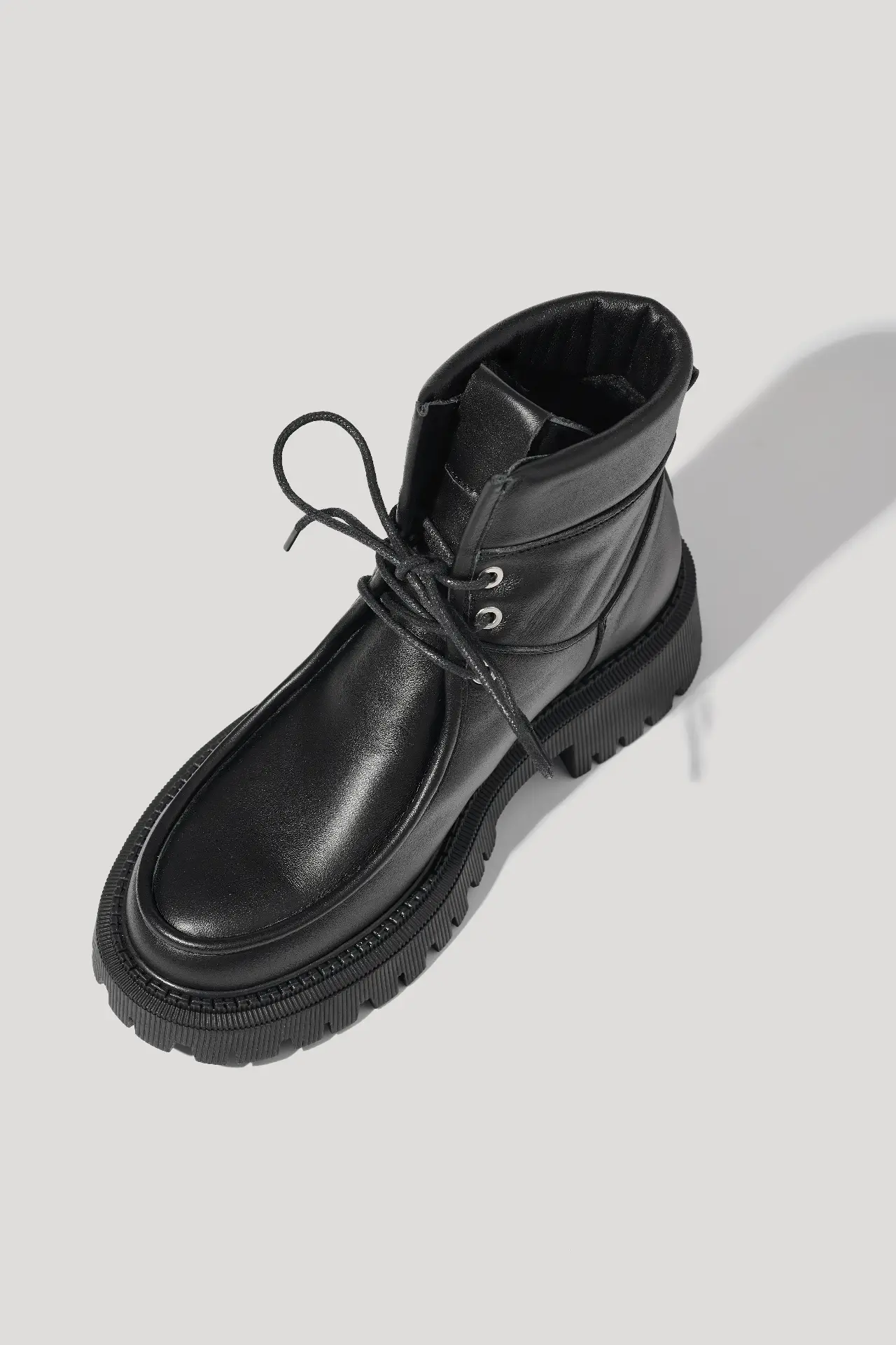 Черевики-дербі високі чорні шкіряні з натуральним хутром