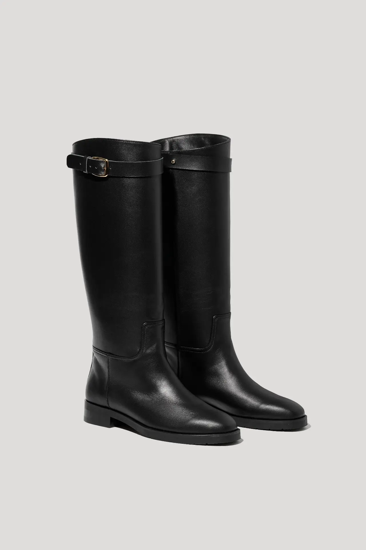 Чоботи в жокейському стилі чорні шкіряні з флісом