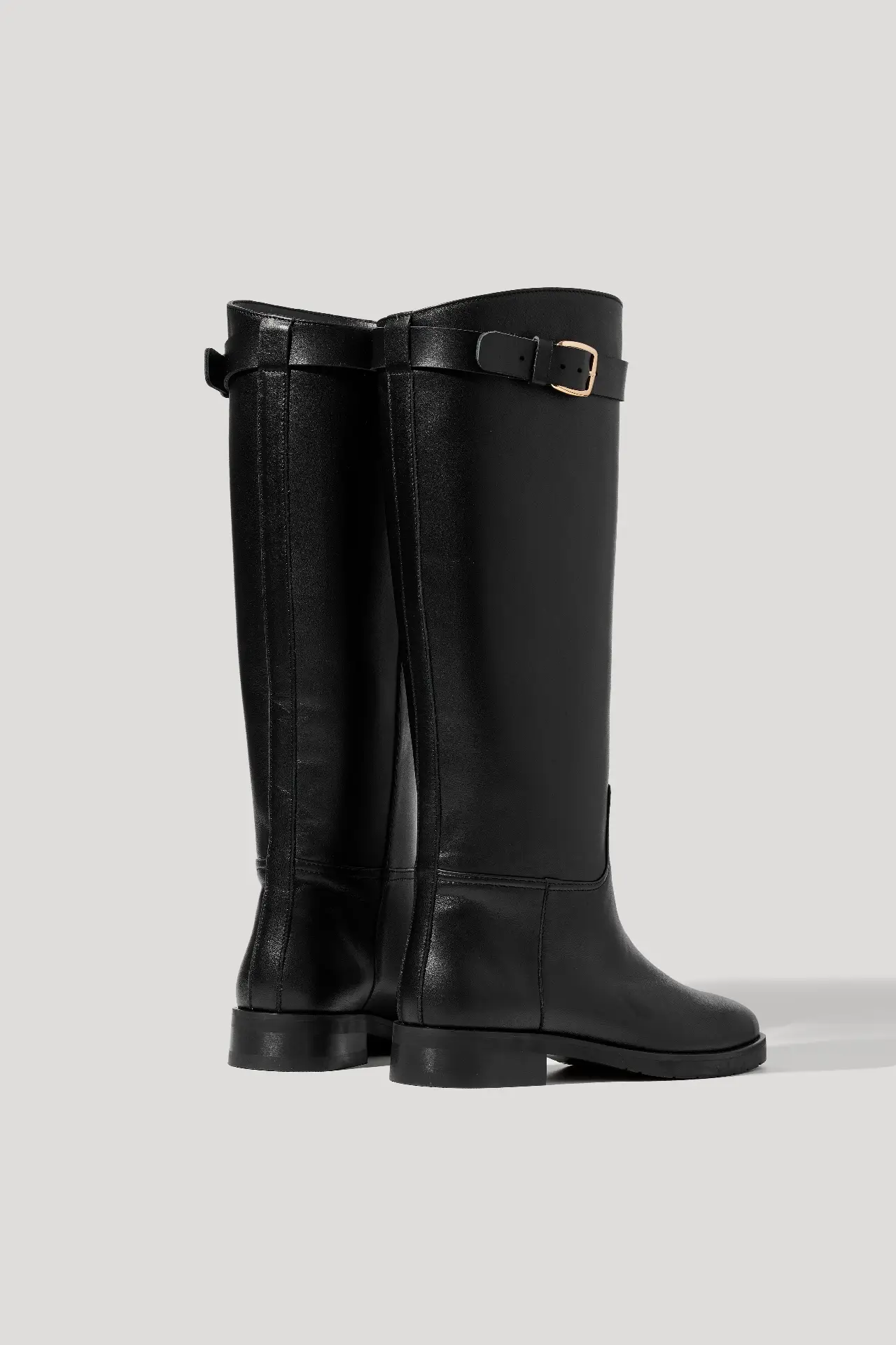 Чоботи в жокейському стилі чорні шкіряні з флісом